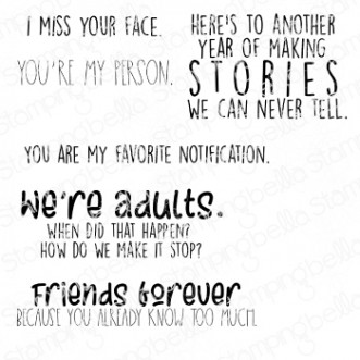 I MISS YOUR FACE SENTIMENT SET (6 RUBBER STAMPS)